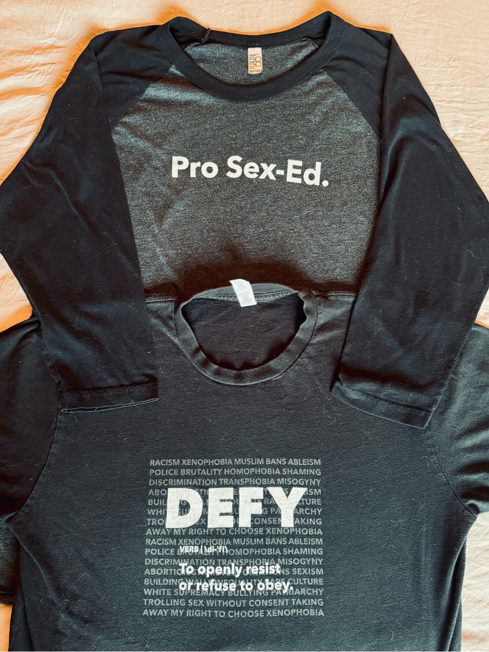 Planned Parenthood Pro Sex-Ed. Raglan Tee + Planned Parenthood Defy Graphic Tee